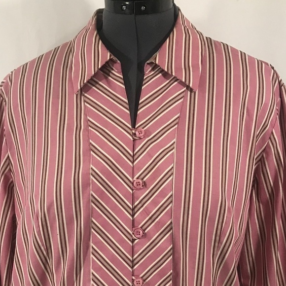 *4/$20* VanHeusen Long Sleeve Stripe Button Up Top - Picture 5 of 8